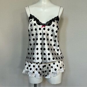 Victoria's Secret Black & White Polka Dot Satin Romper